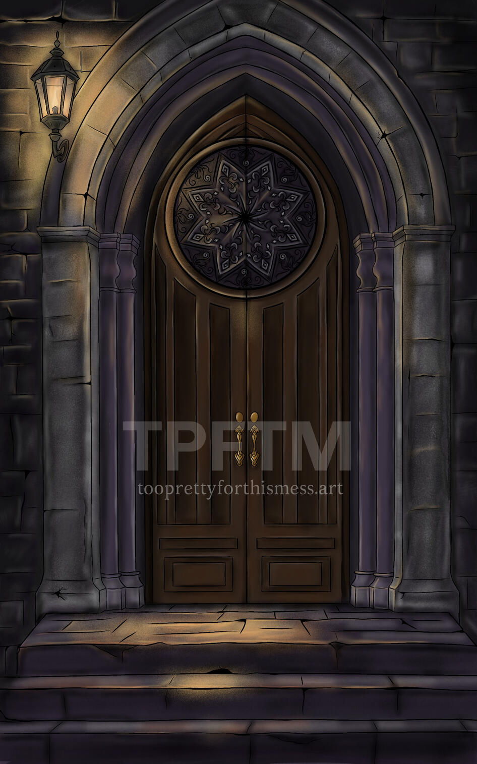 Gothic Door & Stone Wall for Author Manuel Cross